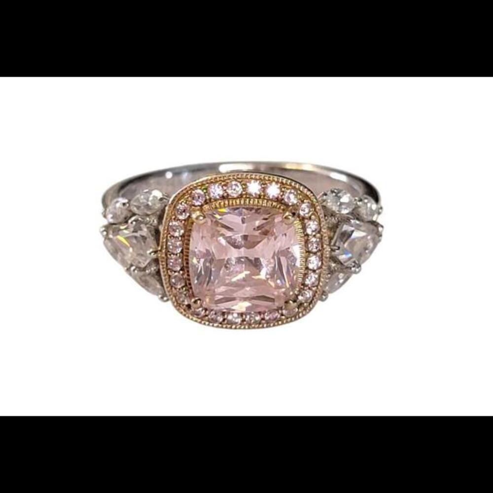 Tacori IV Padparadscha Sapphire, Diamonique, and Sterling Size 10.25 Ring